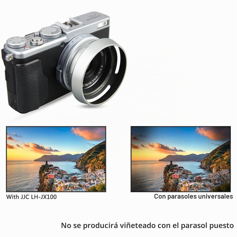 Parasol y Anillo Adaptador (con Filtro UV) para Fujifilm Fuji X100VI, X100V, X100F, X100T, X100S, X100, X70 sustituye Parasol Fujifilm LH-X100