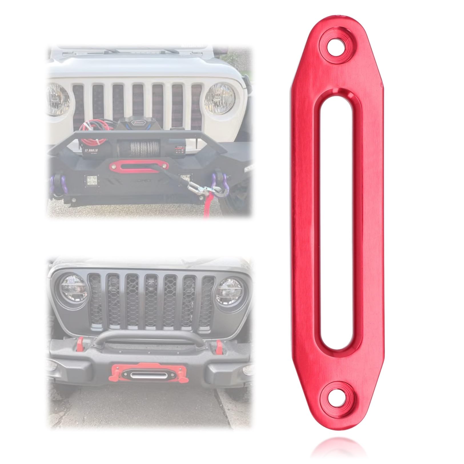FAUOSWUK 10 Billet Polished Aluminum Hawse Fairlead for Synthetic Winch Rope,Load Capacity 12000LB Hawse Fairlead for ATV UTV Synthetic Rope(Red)