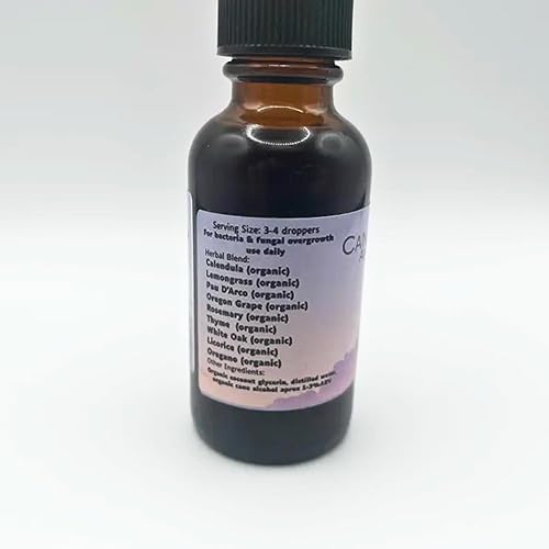 Miniatura 3 de Cándida y crecimiento excesivo  Extracto de desintoxicación de hierbas 100% orgánico  Caléndula, PAU D'Arco, roble blanco y más  Apoyo al equilibrio