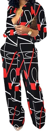 SeNight Womens V Neck Jumpsuit Long Sleeve Straight Leg with Pockets