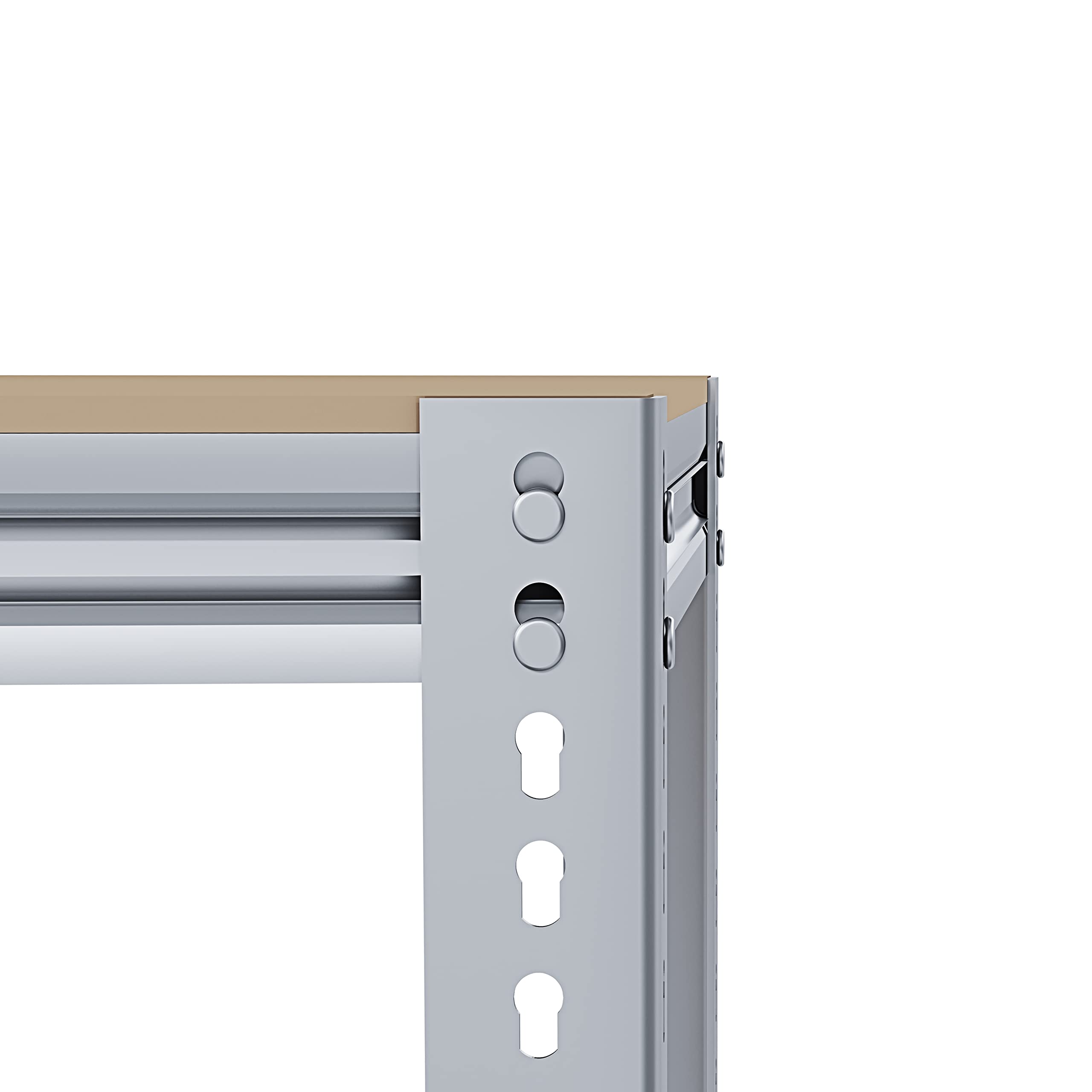 Banco Tavolo Da Lavoro Senza Bulloni In Acciaio Metallo e MDF Portata Fino a 1200 Kg Con 2 Ripiani Regolabili Ideale Per Garage Officina Cantina Capannone Magazzino Design Modulare 96 x 120 x 60 cm