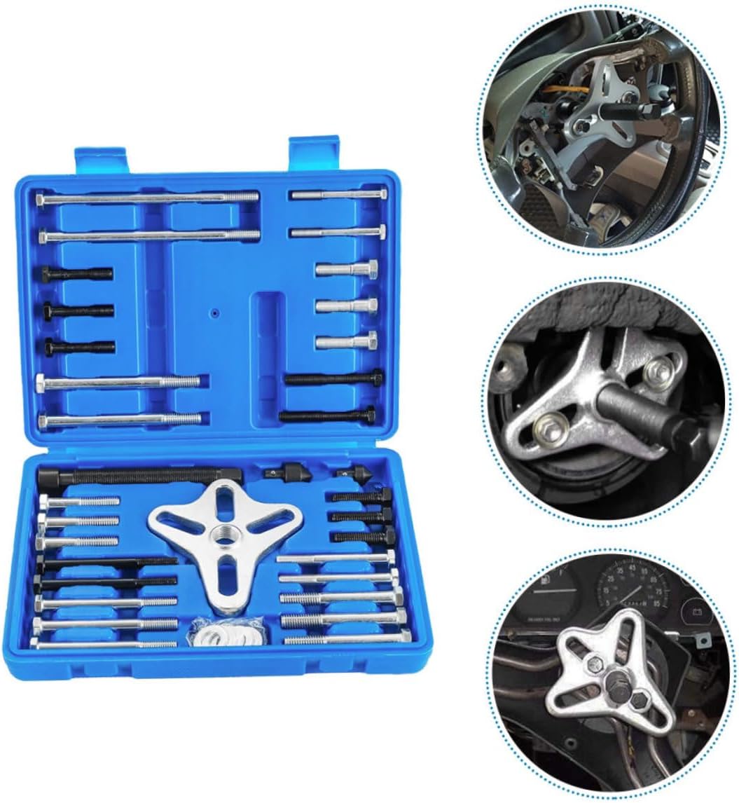 Mikinona 46pcs Steering Wheel Puller Tool Harmonic and Remover for Easy Disassembly Essential Automotive Repair Kit for Professionals and Enthusiasts