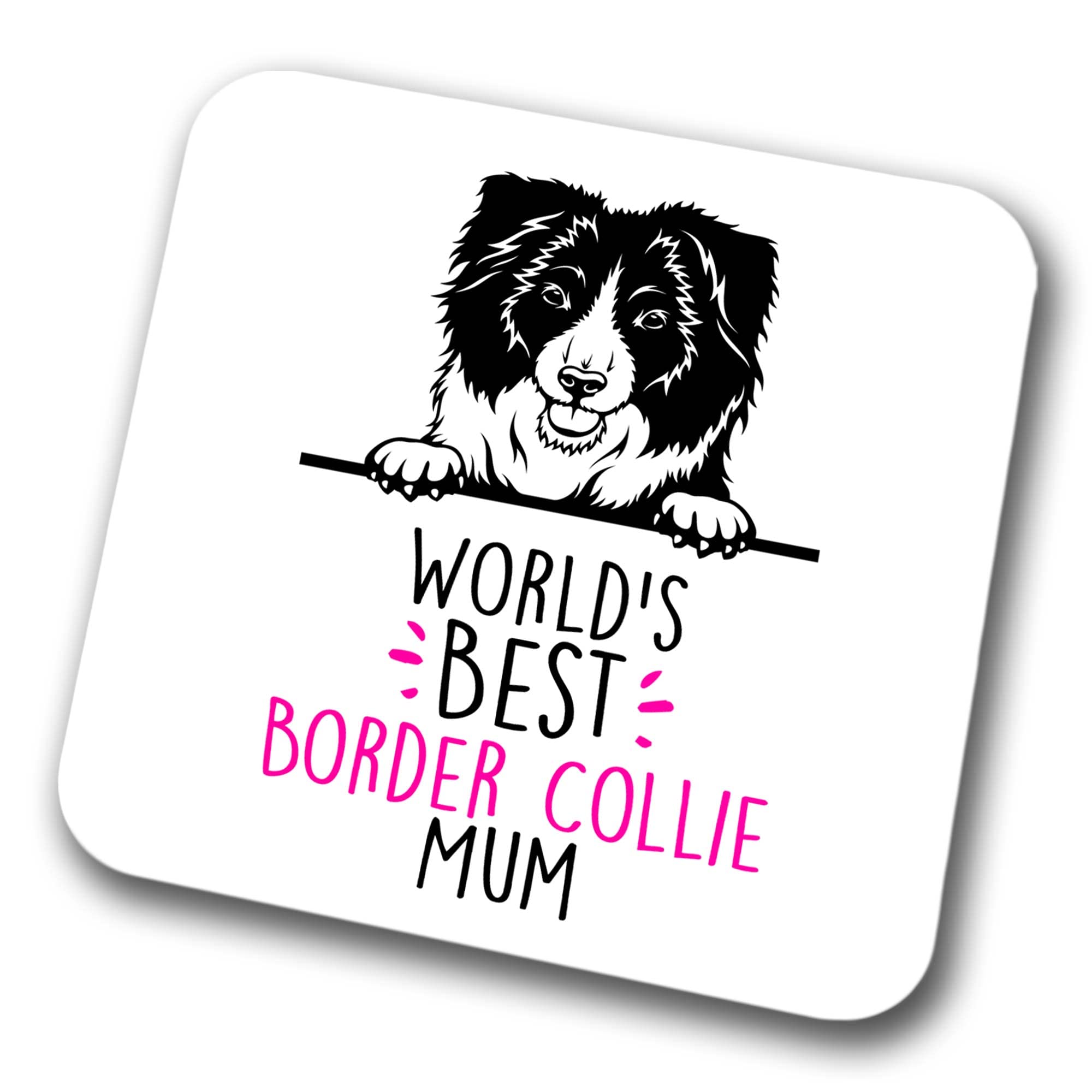 Faithful Prints Boys Border Collie World's Best Mum Coaster Dog Mum Border Collie Mum Friend Funny Gift For Birthday Christmas, Border Collie Coaster