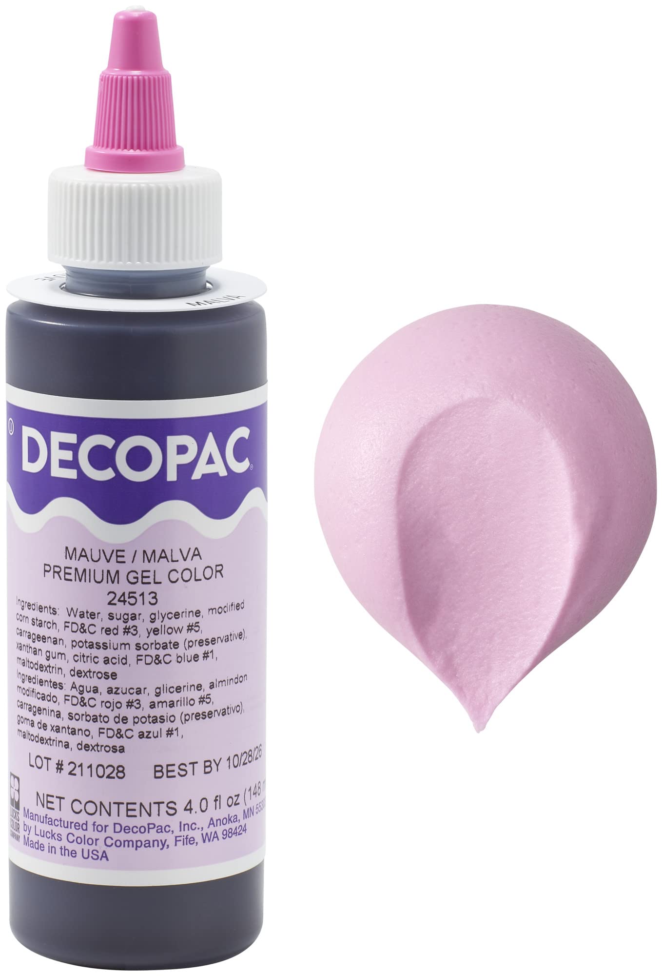 DecoPac Mauve Trend Premium Gel Color Cake Decorations, Mauve Food Coloring - Mauve Gel Color - 4 Fl Oz
