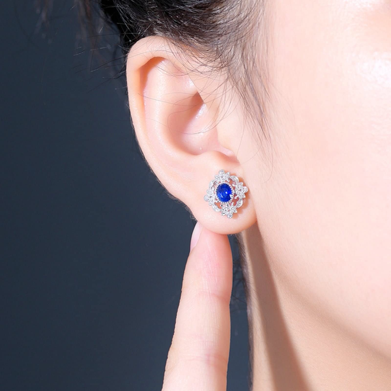 Pendientes colgantes de oro real de 18 quilates de oro blanco 750 de 0,84 quilates, diseño de zafiro con diseño hueco de diamante, oro de 18 quilates, colección de oro auténtico, Oro blanco de