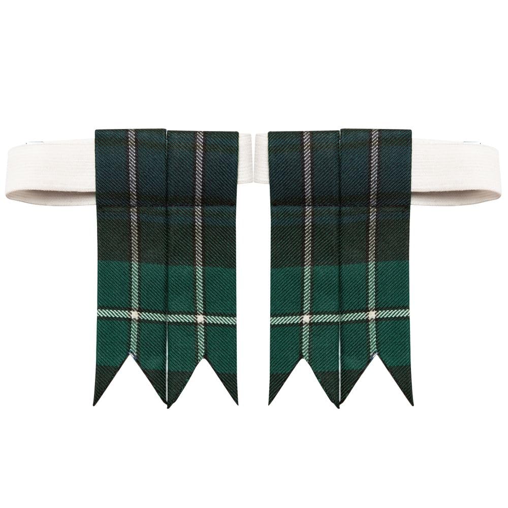 The Scotland Kilt Company Men's Kilt Sock Flashes in MacKenzie - Polyviscose Wool - Adjustable Scottish Garters with Buckle Adjuster - One Size