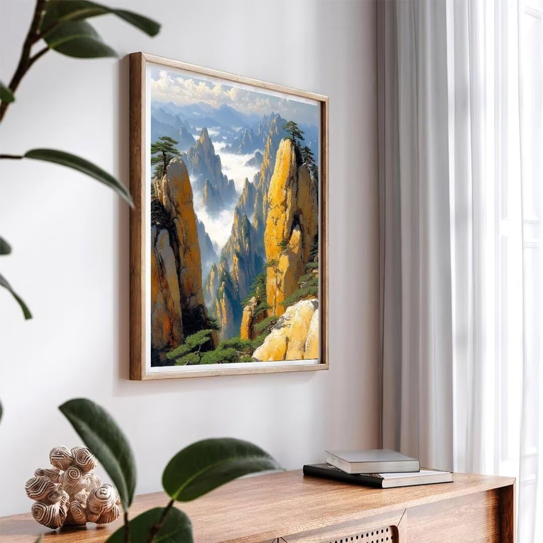 Pintura por Numeros Montaña mar de nubes Pintar por Numeros Adultos Niños, DIY Paint by Number Kit con Pinceles y Pinturas Acrilicos, Cuadros por Numeros, Decoración para el Hogar 100x70cm w-3958