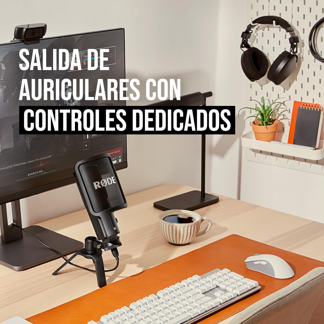 RØDE NT-USB Micrófono USB de condensador versátil estudio con filtro pop y trípode para transmisión, juegos, podcasting, producción musical, grabación de voz e instrumentos