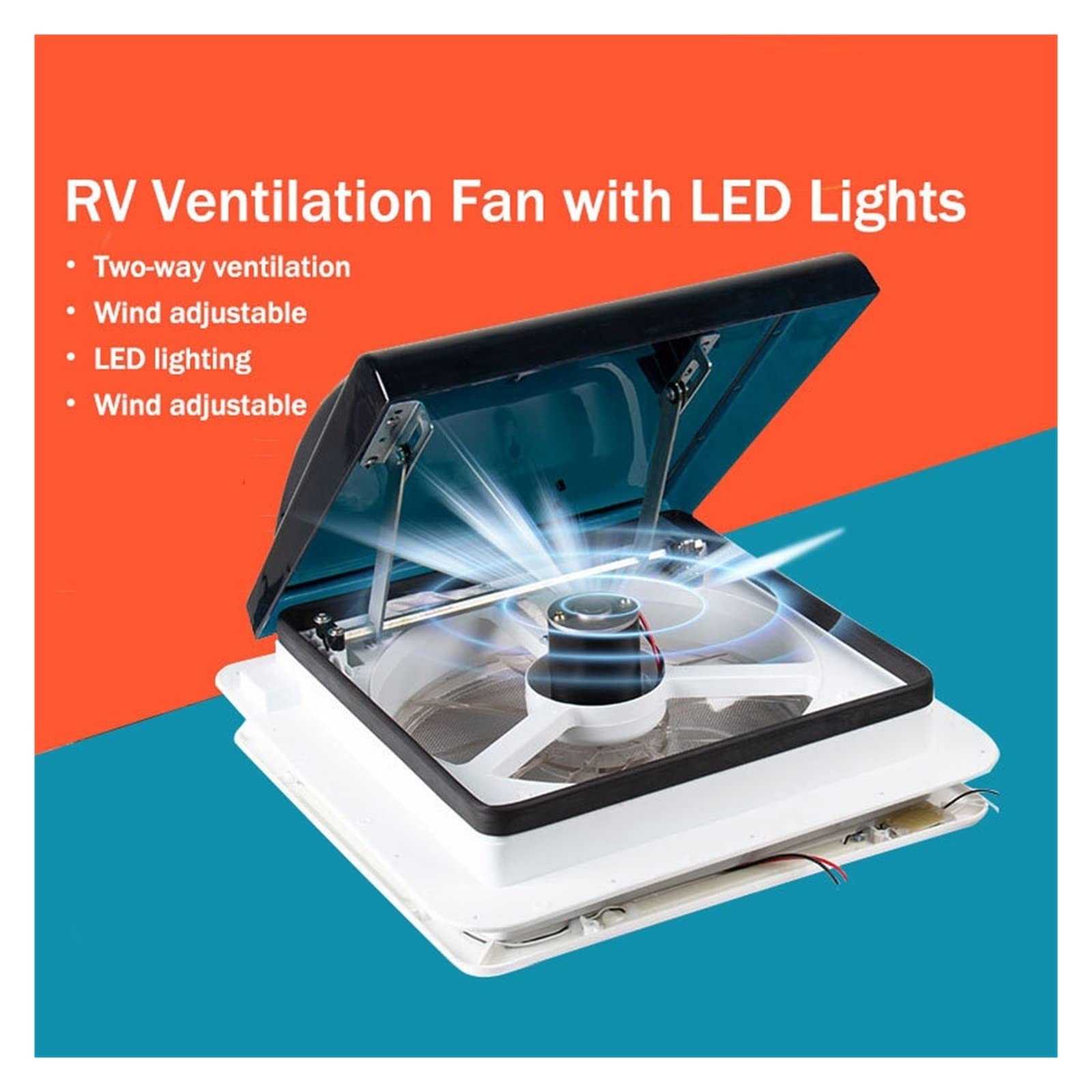 Extractor de aire, Ventilador De Ventilación Techo RV LED Camper Caravana Ventana Coche A Prueba Lluvia A Insectos E Impermeable Extractor Baño Para baño y cocina