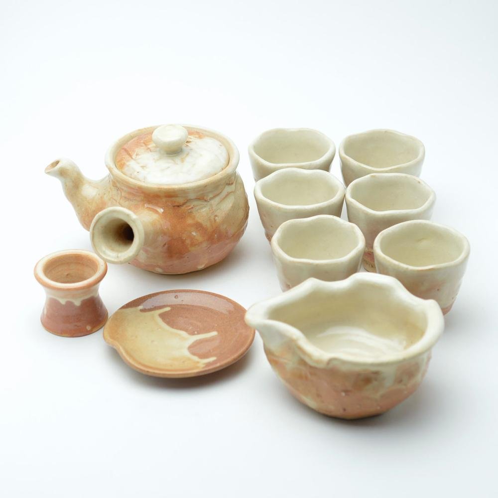 薩摩焼 急須と茶碗と木箱のセット 楽焼 香合 卯 7代川嵜和楽作 共箱入 陶磁器 茶道具 川崎和樂 未