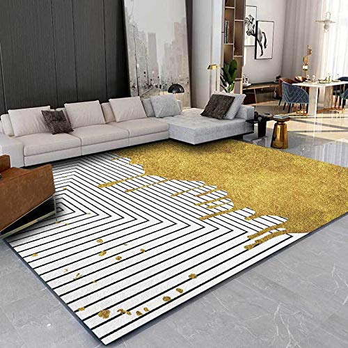 Tapis d'intérieur antidérapant jaune et noir 130 x 180 cm sûr