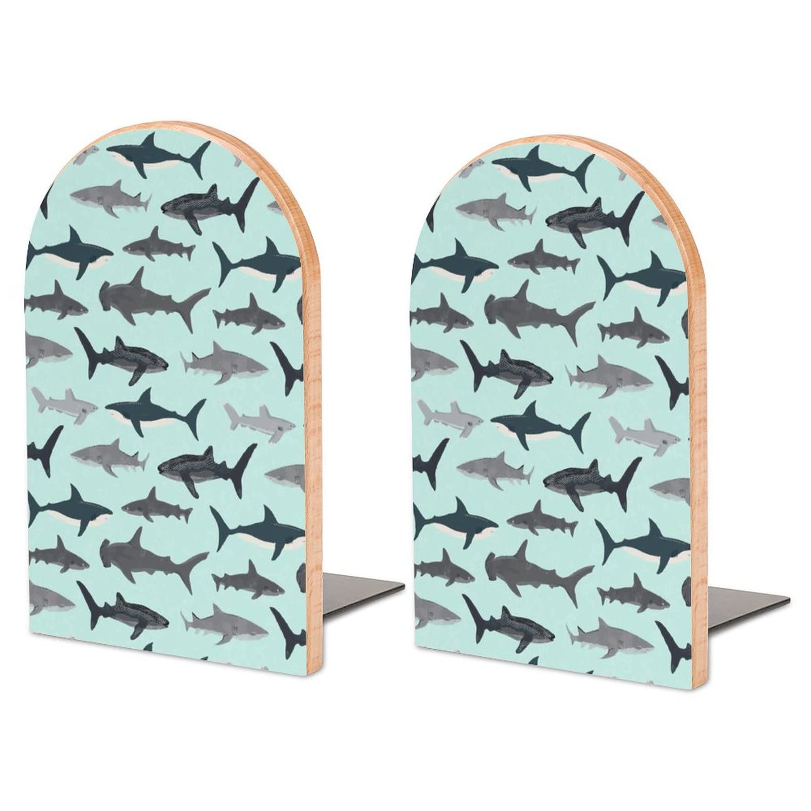 Shark Bookends Heavy Duty Book Stand 1 Pair for Home Office Shelves Decorative