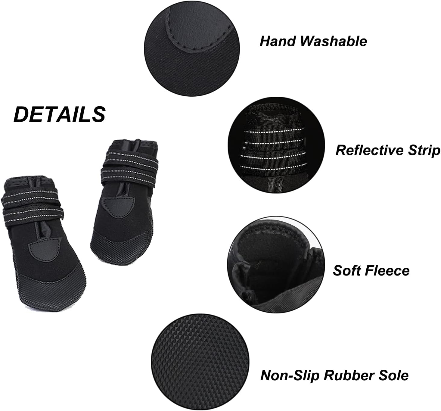 Breathable Dog Boot, Waterproof Dog Boots with Reflective Strap, Dog Shoes with Rubber Sole Hand Washable for Small Medium Large Dogs