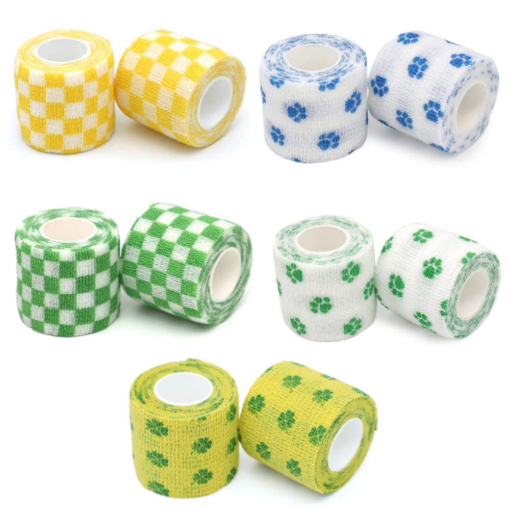 SYOSI Bandage Wra Self Adhesive Bandage Wrap Breathable Cohesive Athletic Elastic Self Adherent Wrap, for Wrists Ankle Sprains Swelling Puppy Dog Pet 10 Pack 2āx 5 Yards (A)
