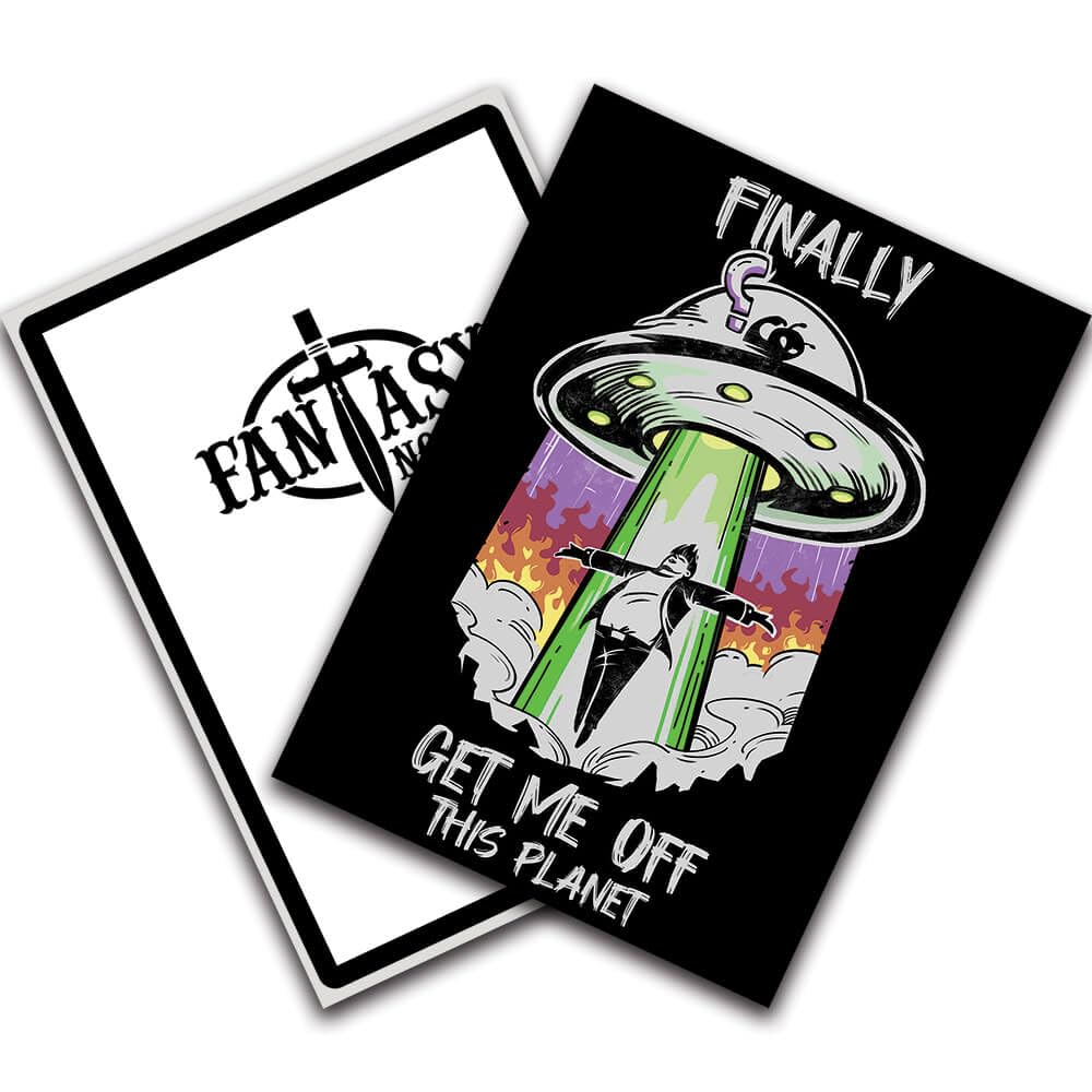 Amazon.com: Fantasy North - Finally - Get Me Off This Planet - Aliens UFO  Meme - 100 Textured Matte TCG Card Sleeves