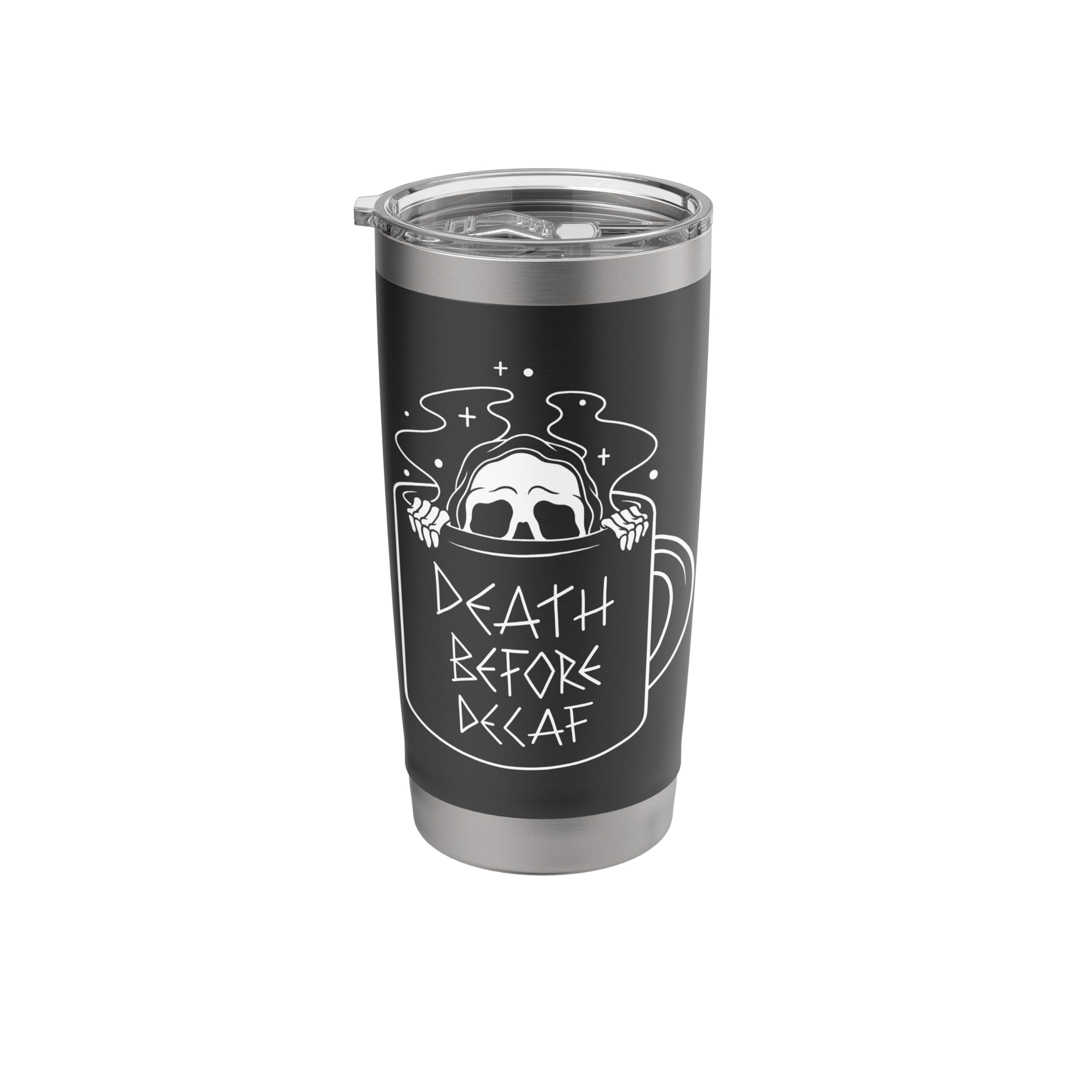 Trendy Death Before Decaf Grim Reaper Coffee Cup Stainless Steel Insulated Tumbler