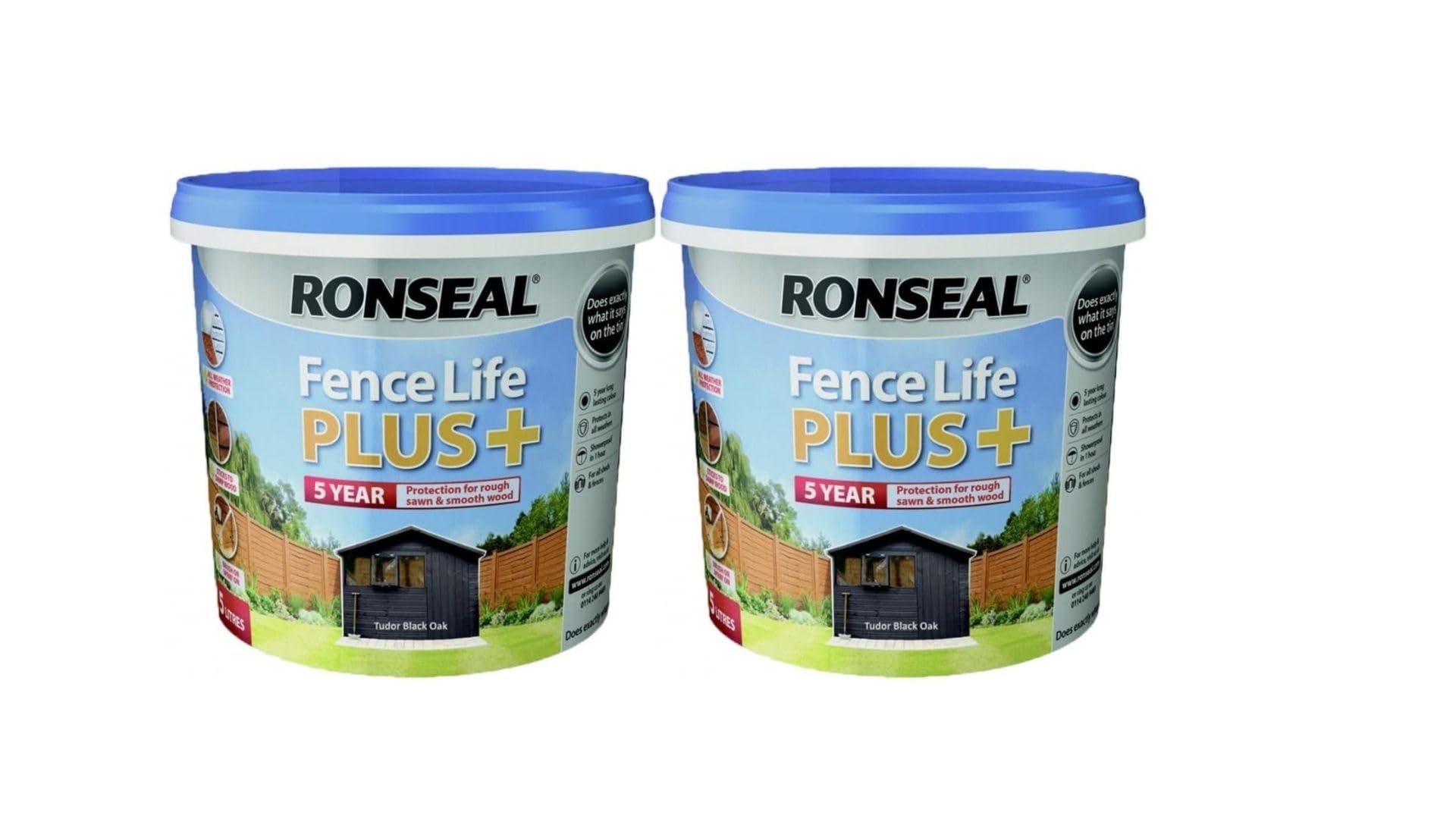 FAB INT PRODUCTS Fence Paint Exterior Wood Paint - Sheds & Fences Life Plus, 10 Litres Total (2 X TUDOR BLACK OAK)