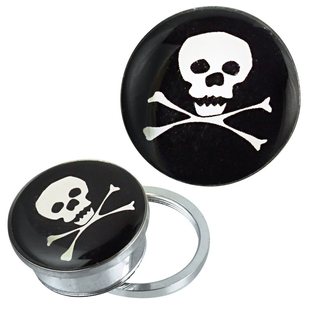 Vite Plug Tunnel argentati Acciaio Inossidabile pirata acrilico Piercing, 10 mm, cod. PMF-150-10