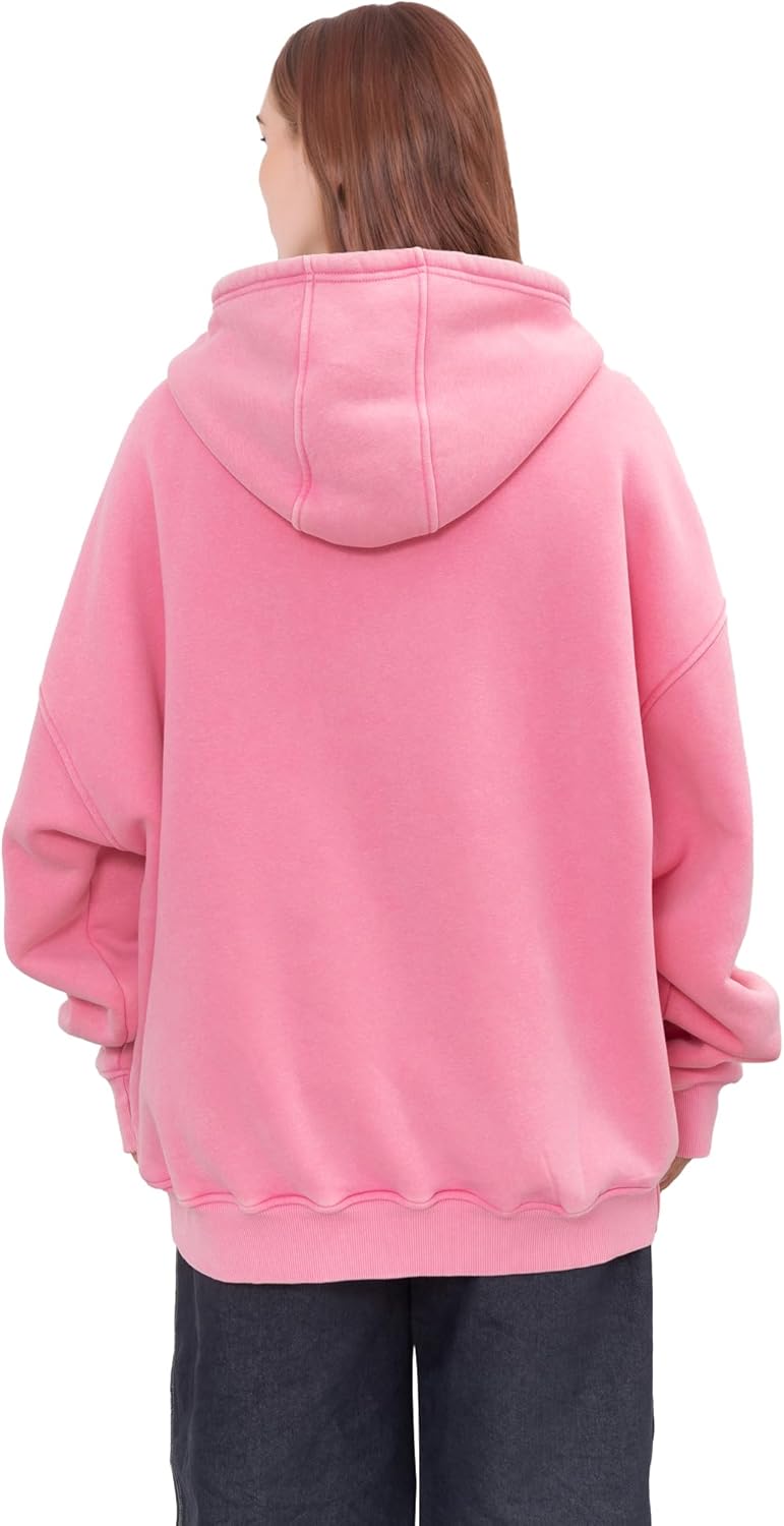 Oversized Acid Wash Hoodie for Women Sherpa Fleece Lined Hooded Pullover Unisex Vintage Streetwear Sweatshirt - Image 7
