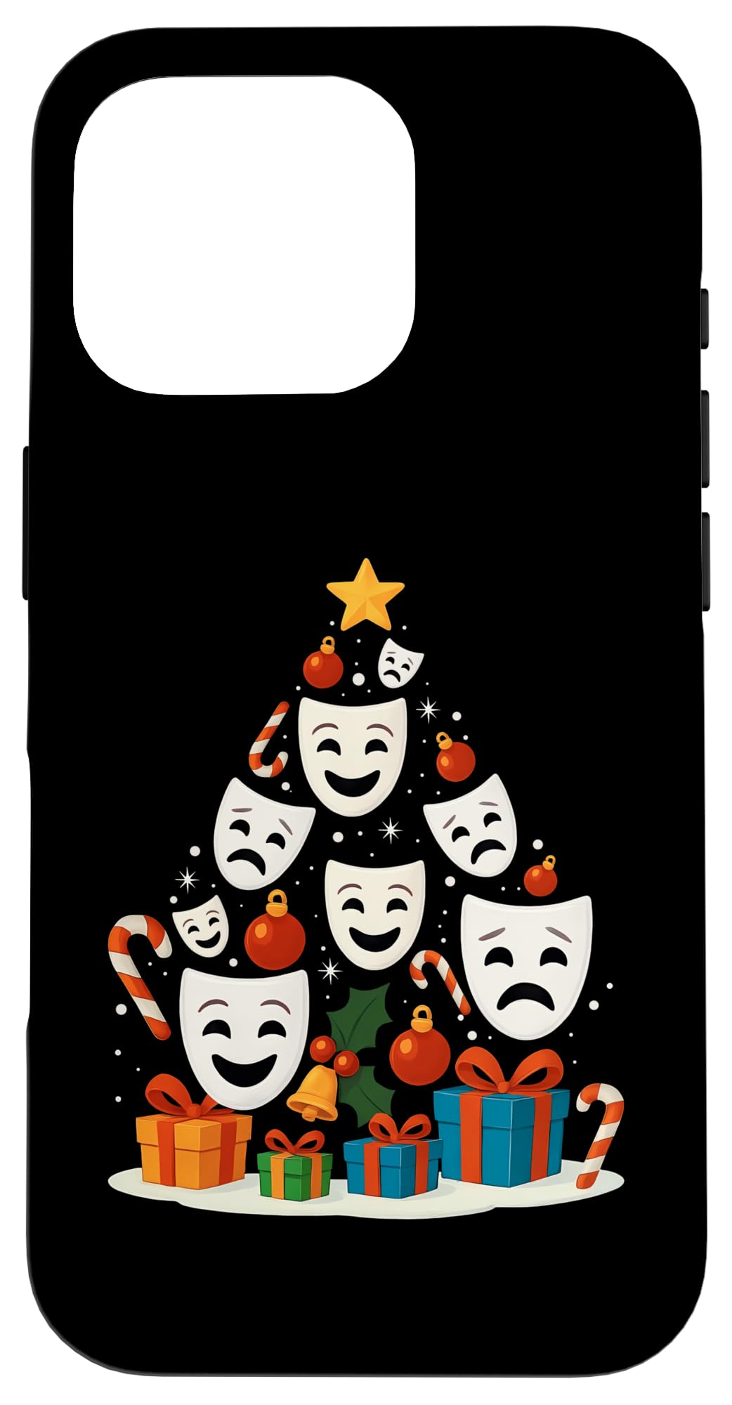 Theatre Masks Drama Comedy Actor Actress Christmas Tree Xmas Case for iPhone 16 Pro