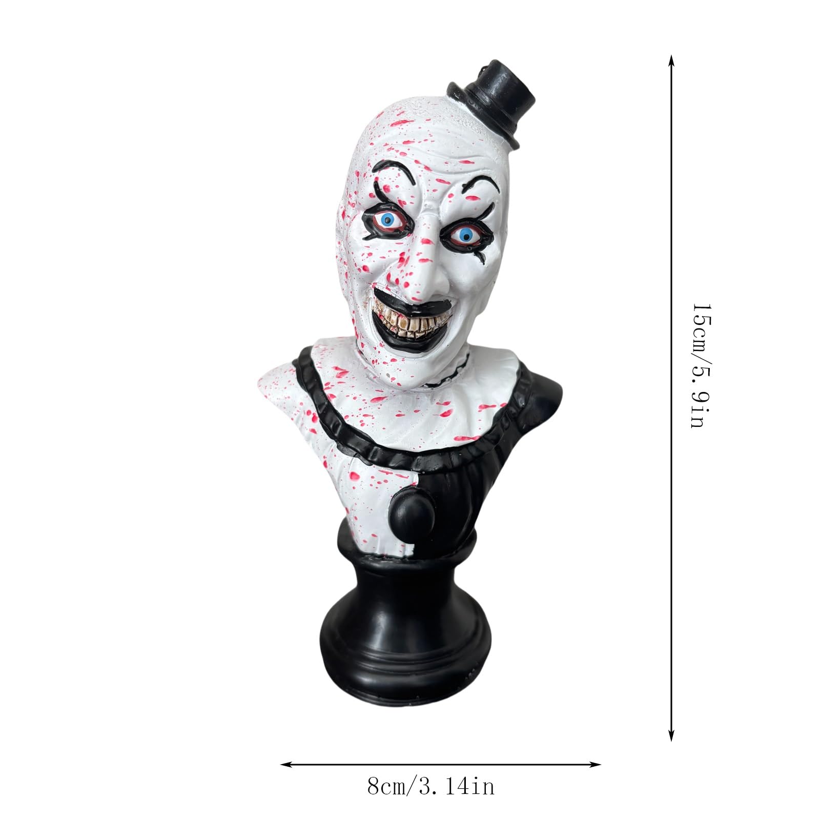 Whbbbj Scary Evil Clown Bust Statue, Halloween Ornaments, Realistic Clown Figurine, Horror Halloween Decorative, for Home Office Party Decor