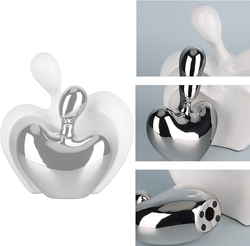 Vista 21 de Estatua de amor de cerámica, pareja masculina y femenina abrazando escultura, decoración del hogar en blanco y negro, boda para padres, figuras
