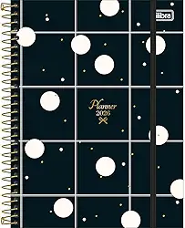 Tilibra - Planner Espiral 17,7 x 24 cm West Village 2026 - Fundo Preto Quadriculado
