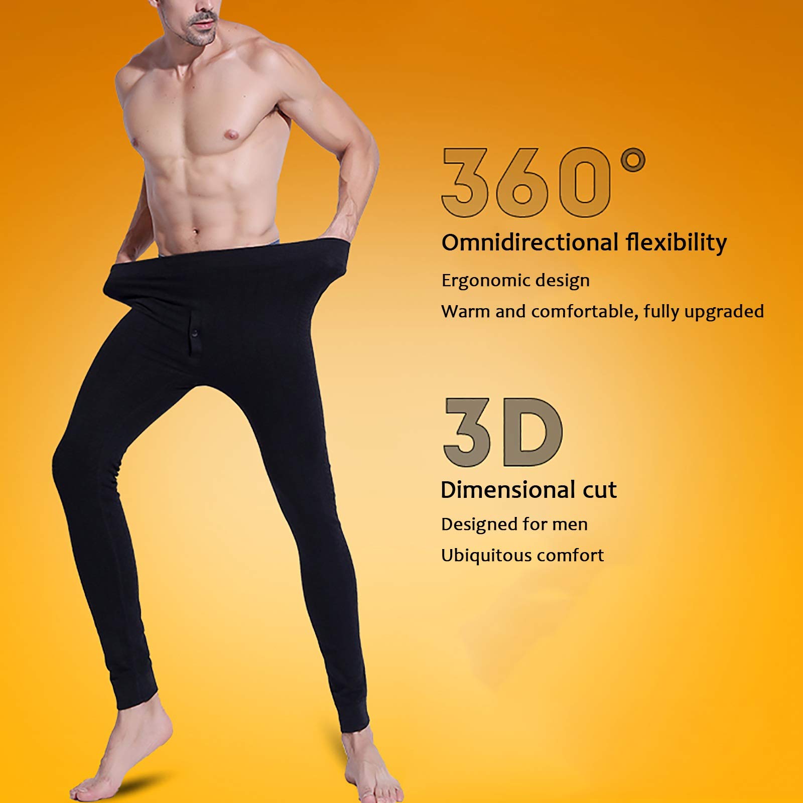 G&F Pantalones Térmicos Hombres Calzoncillos Largos Calentar Capa Base Pantalones Interior Invierno Leggings Pantalones (Color : Black, Size : X-Large)