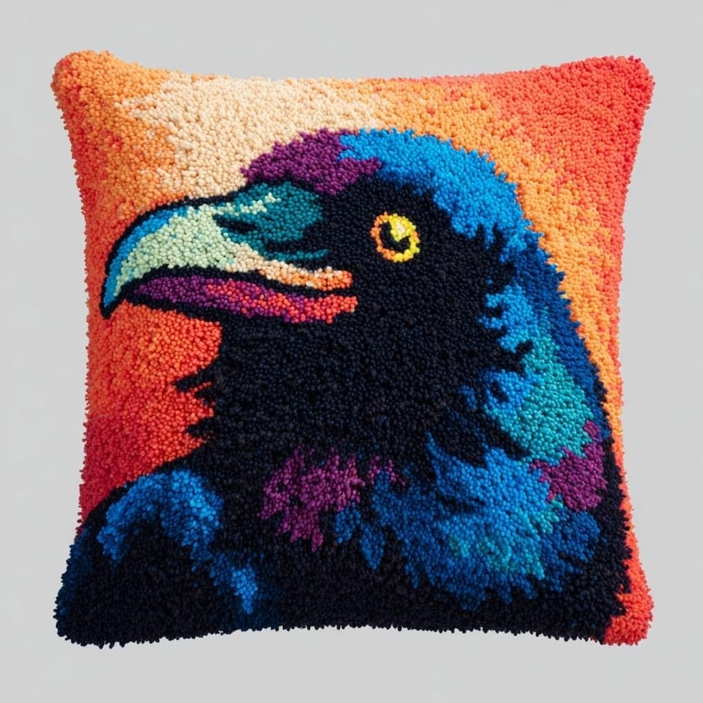 AxiangziK Latch Hook Cushion Kits,Animals Crow