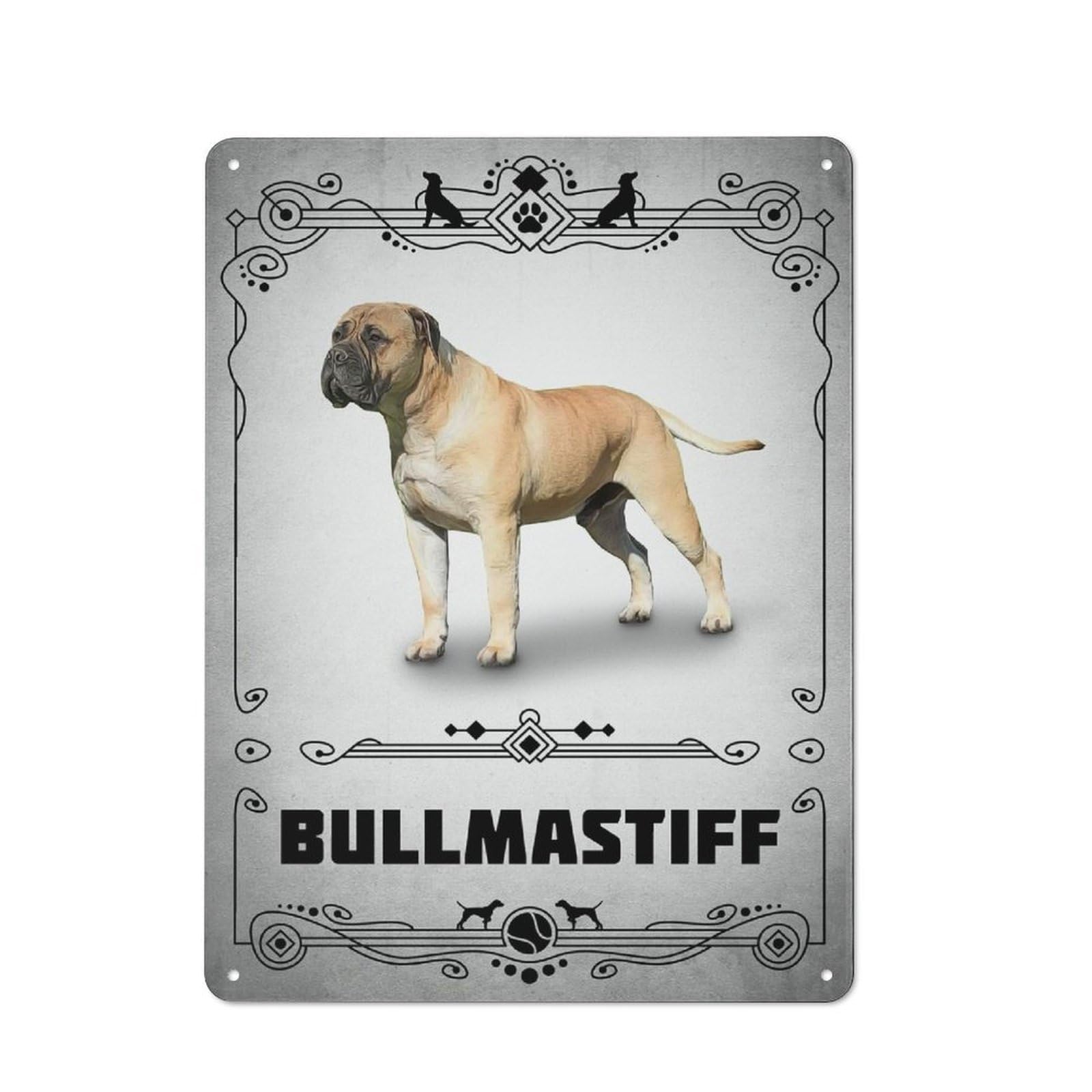 Junmoney Style-6 Bullmastiff Vintage Metal Sign 40X30cm, Vintage Cafe Wall Decor For Takeaway, Bar, Kitchen Or Counter Area