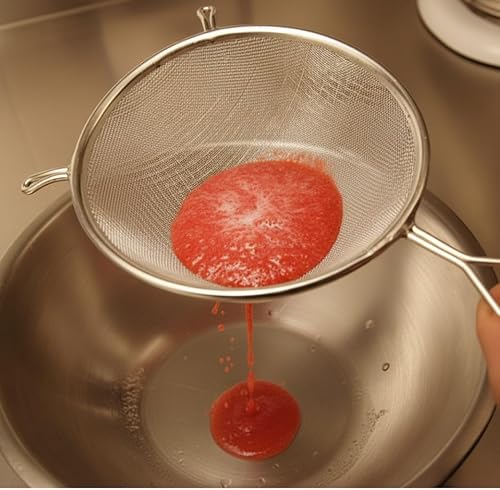 Miniatura 2 de TrueCraftware Colador de malla doble fina de 6 pulgadas malla de acero inoxidable con mango de madera plano longitud del mango de 6-12 pulgadas