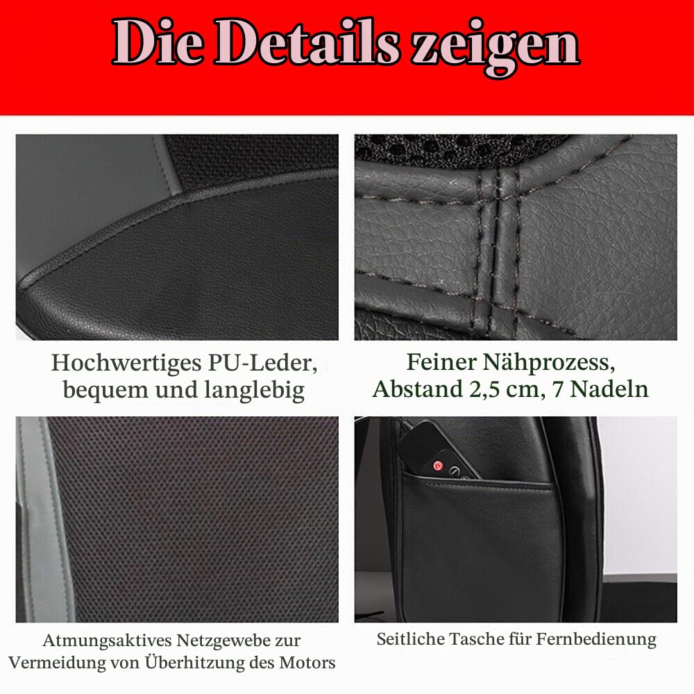 Shiatsu-Massagekissen, Massagesesselauflage, Massagesitz, Massagegerät, Komfort-Massagesitzauflage mit Heizfunktion, Rücken-Shiatsu-Massageauflage mit Heizfunktion und Fernbedienung. (Schwarz)