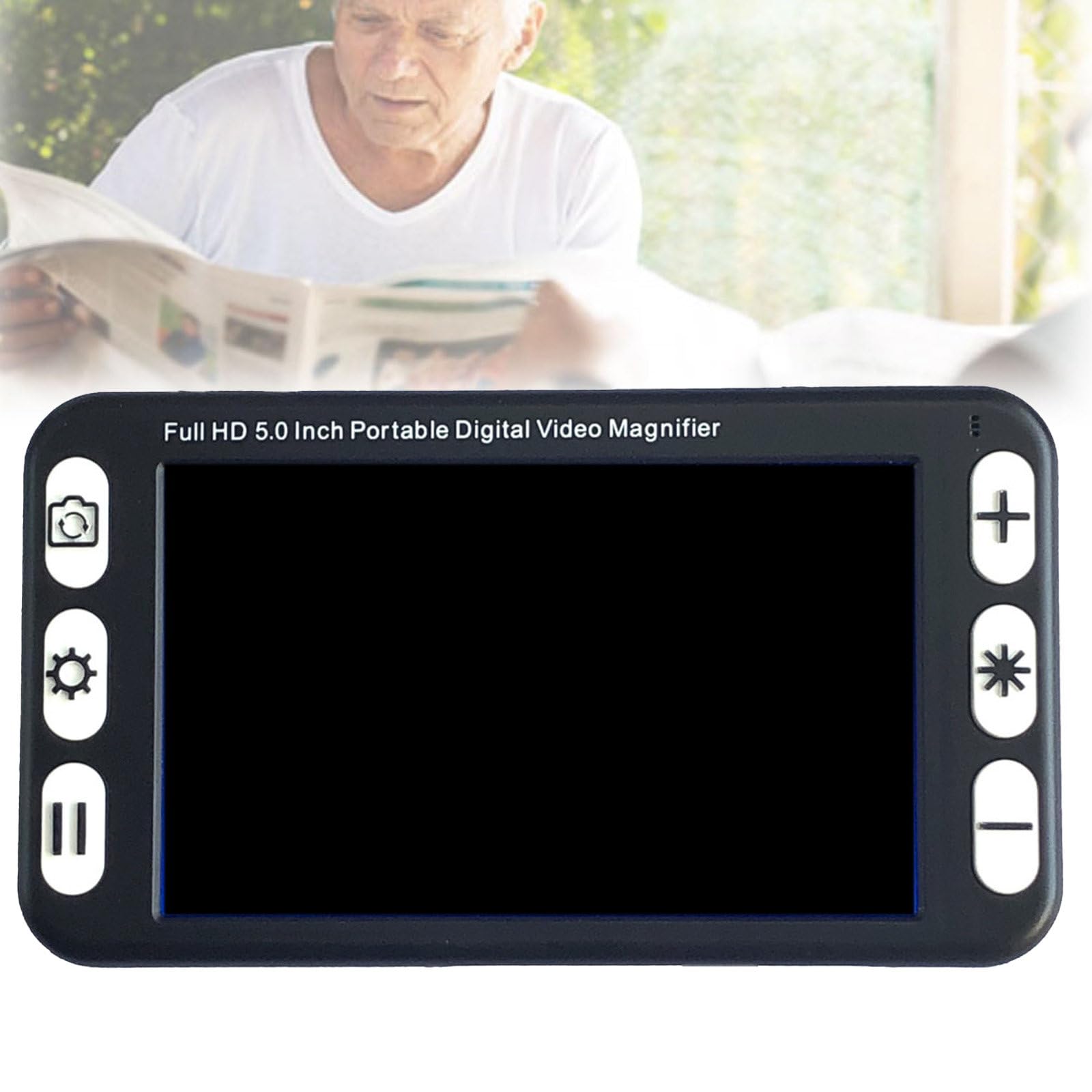 Lupa Digital con Pantalla de 5 Pulgadas, resolución de 800x480, Soporte Plegable, Lente con Enfoque automático y Zoom de 2 a 48 aumentos para Leer, estudiar y examinar Objetos pequeños.
