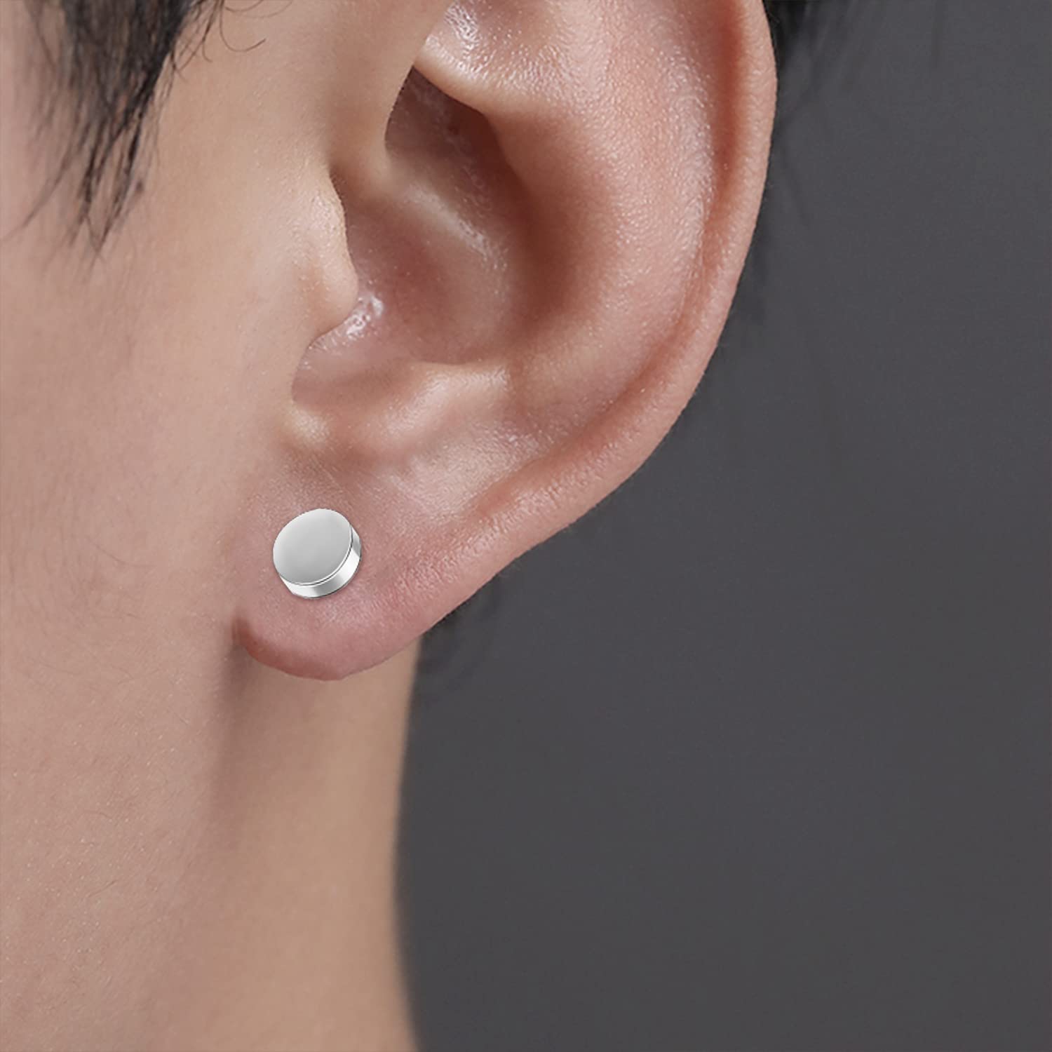 Crdifu Orecchini magnetici in Acciaio Inox per Uomini Donne Senza Piercing orecchino Falso Argento Nero