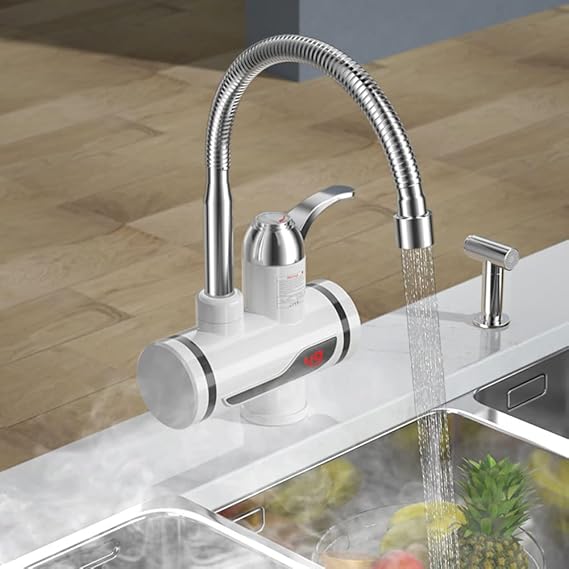 Heizung Wasserhahn Kamanan, 220v Elektrisch Warmwasserhahn 3000W mit Universalschlauch
