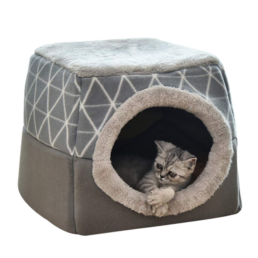 RAIN QUEEN2 in 1 Pet Bed Cat Cave House With Detachable Cushion Washable Foldable Soft Cave Shape Pet Cat Bed for Cats and Small Dogs (Gray)