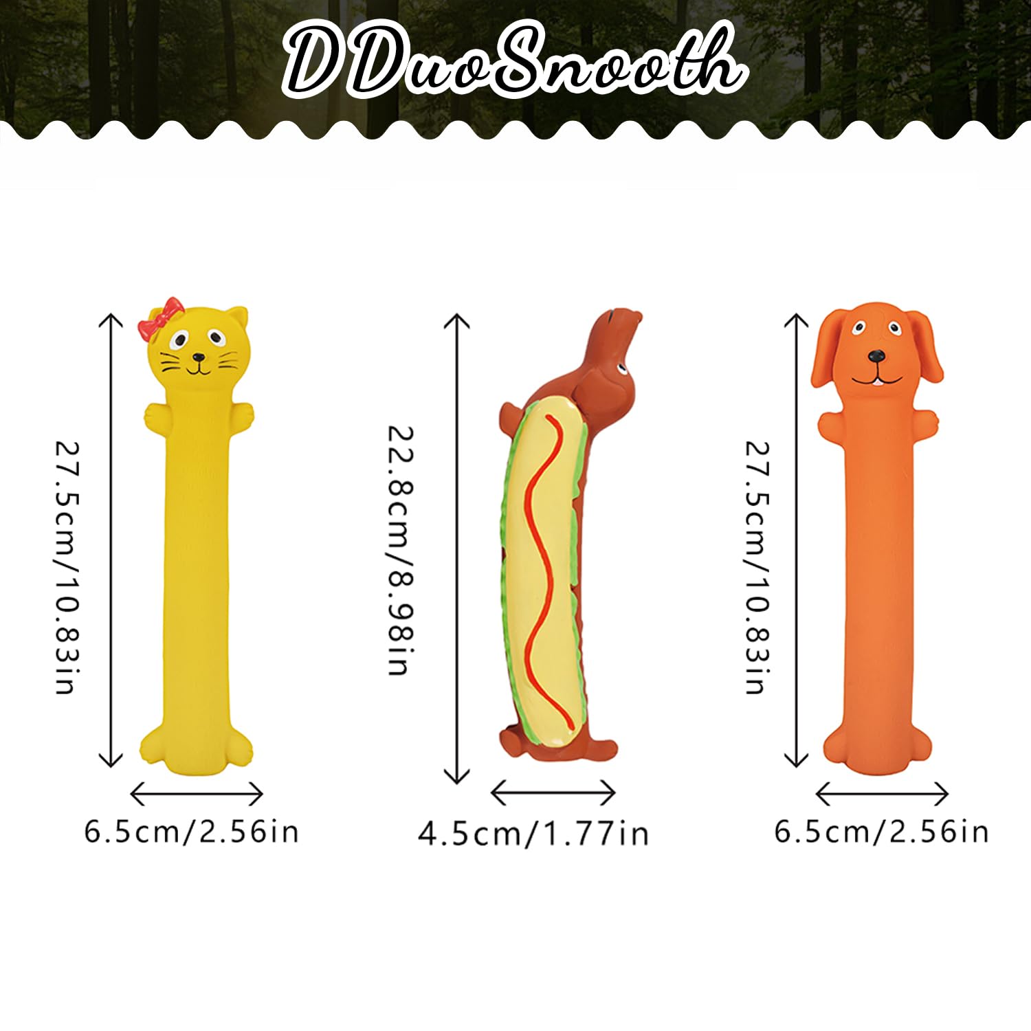 Quietschendes Latex-Hundespielzeug, 22,6 - 27,7 cm, verschiedene Farben, für mittelgroße und große Rassen, Gelb, 3 Stück