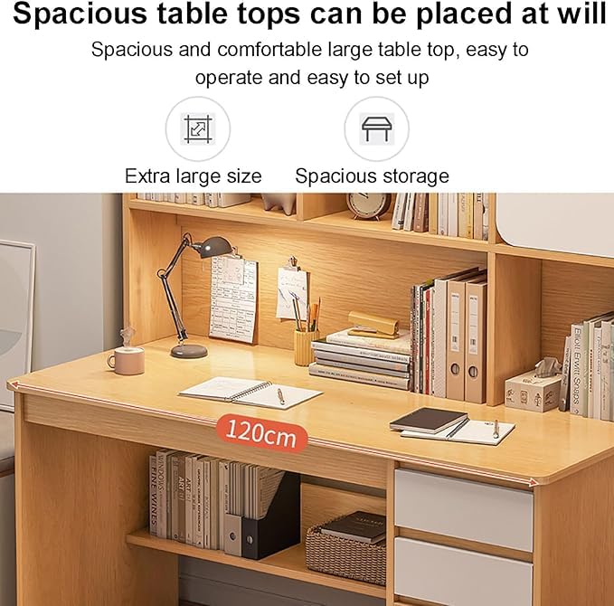 Bureau d'ordinateur portable avec étagère, meuble moderne blanc - 8