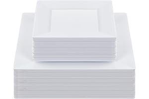 Goodluck Disposable Square Plastic Plates Set of 60 for Brunch