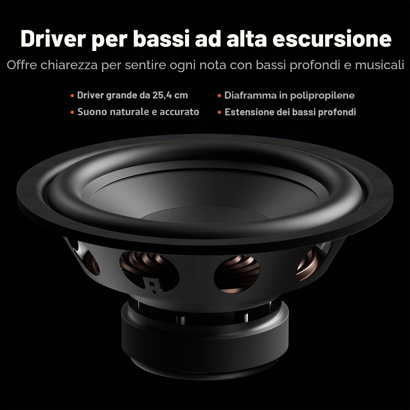 Fosi Audio SW10 Subwoofer Attivo da 10 pollici da 500W con Amplificatore Incorporato, Subwoofer compatto Amplificato Attivo per Home Audio Theater, Ingressi/Uscite LFE e RCA