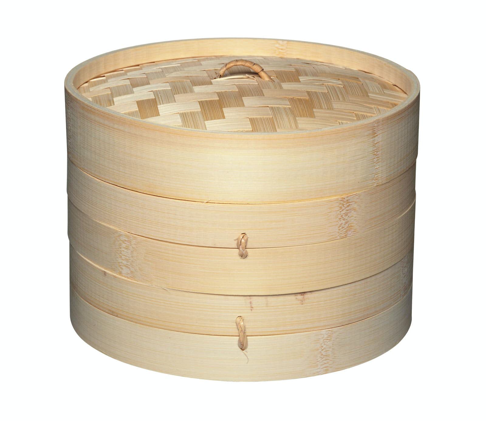 KitchenCraft World of Flavours 20cm Bamboo Steamer Basket, 2 Tier, Ideal for Best for Dim Sum, Vegetables, Bao Buns, Meat and Fish, Beige