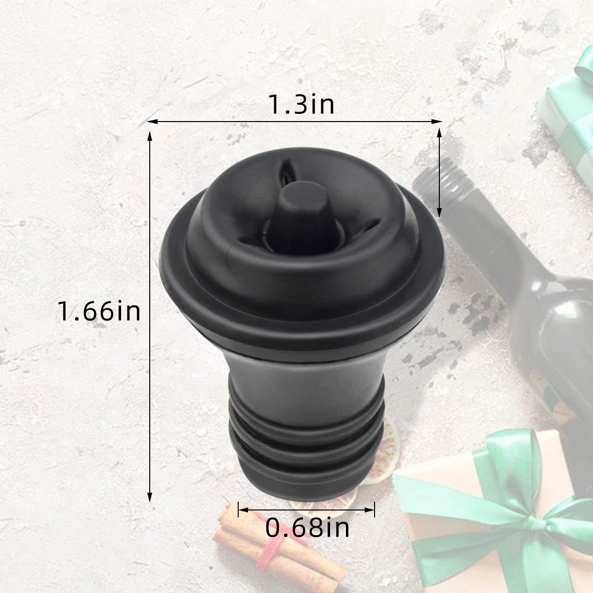 6 tapones de vino al vacío, pequeño, negro, 207132 6