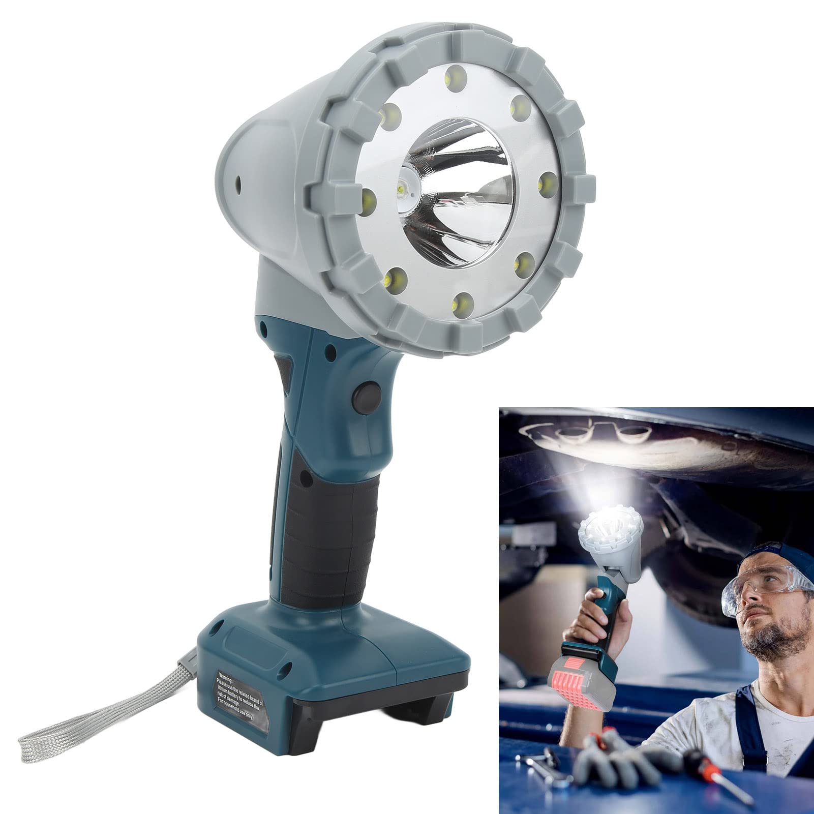 Kabellose LED-Arbeitsleuchte, 3 Beleuchtungsmodi, 600 Lm, 1200 Lm, 1400, 5000 K, IP65, Tragbare Arbeitsleuchte, Kompatibel mit 14,4–21 V Lithium