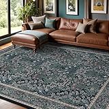 Dadasgk 6x9 Area Rugs for Living Room, Washable Dark Vintage Moody Low Pile Non Slip Black Carpet for Bedroom, Dinning Room, Office, Farmhouse, Retro Area Rug Indoor Decor, Black Grey