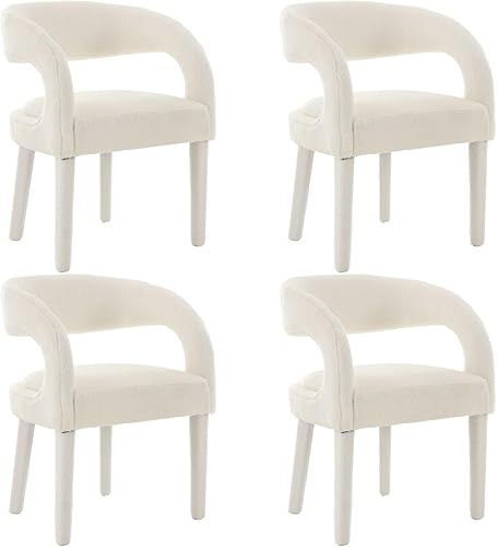 Miniatura 70 de Juego de 2 sillas de comedor de terciopelo verde, modernas sillas de comedor tapizadas con respaldo abierto y brazos, cómodas sillas laterales para