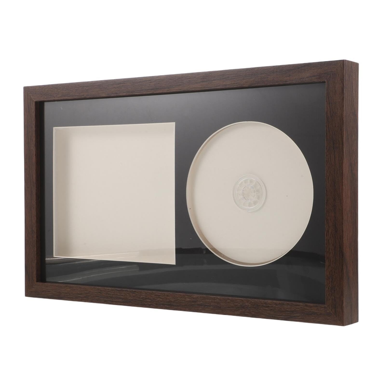 Cornice Espositore Per Album Musicali in Legno Marrone Scuro Supporto Porta Dischi E Cd Da Parete E Scrivania 3D Organizer Per Collezione Vinili