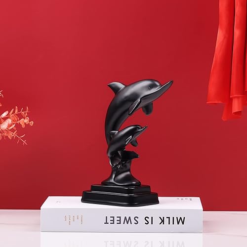 Miniatura 6 de Estatua de pez delfín decoración del hogar, bonita decoración temática costera, centros de mesa modernos del océano para sala de estar, comedor,