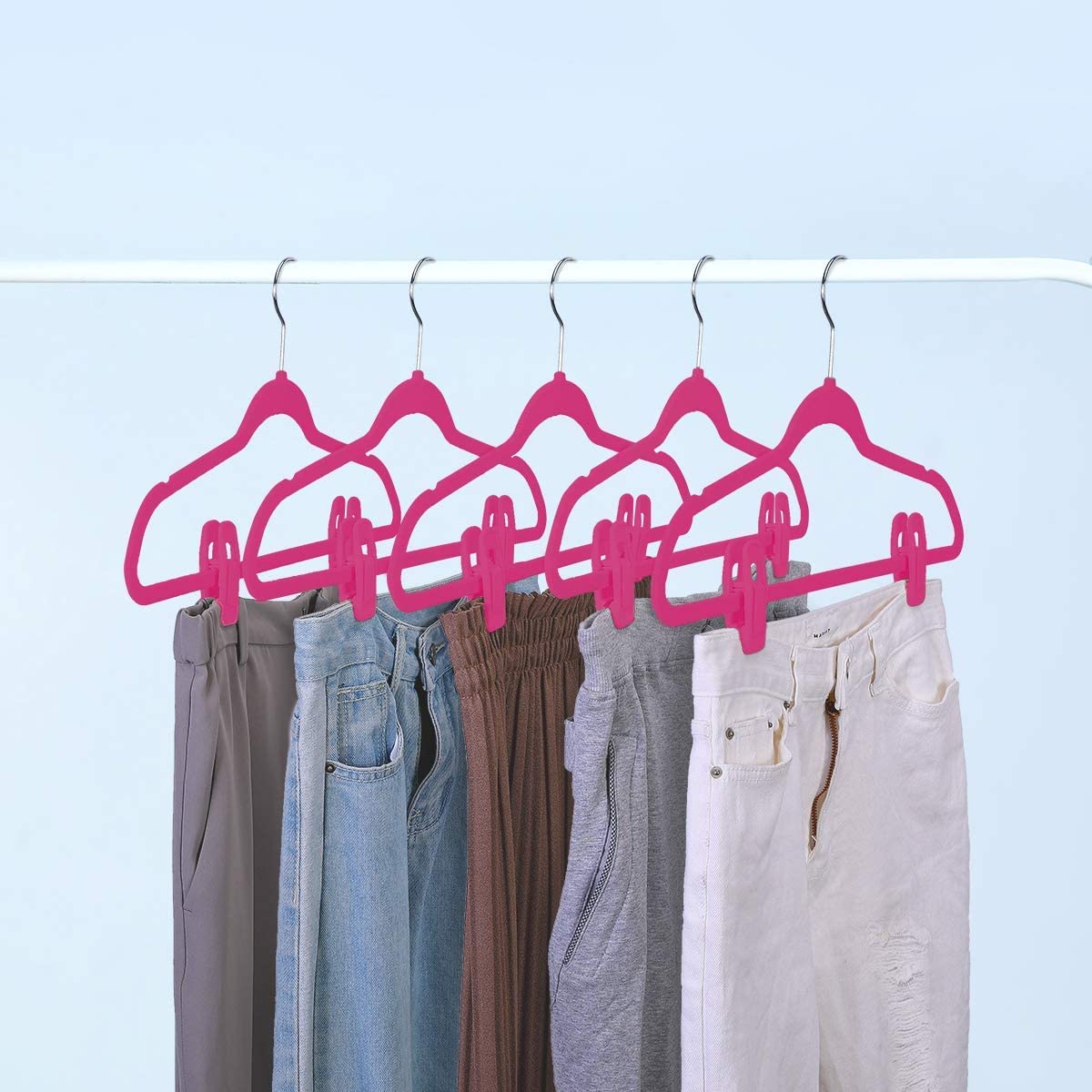 20 Clip Per Grucce In Velluto Rosa - Antiscivolo, Forti, Per Pantaloni Gonne Sciarpe (70mm) - PH PandaHall