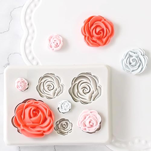 Miniatura 5 de 2 moldes de silicona de mariposa y 2 moldes de silicona rosa, moldes de silicona para fondant de flores para decoración de cupcakes, molde de