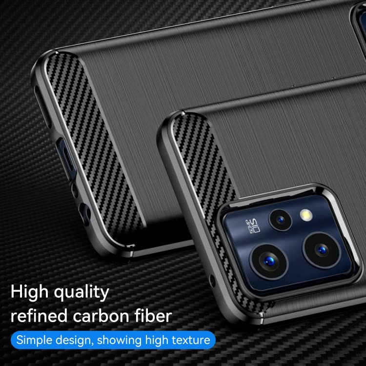 Image of NPRC Hybrid Ultra Slim Protective Case TPU Non-Slip Carbon Fiber Texture Shockproof Case Cover for realme 9 pro - Black